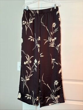 a new day Black Wide-Leg Pants with Cream Floral Print